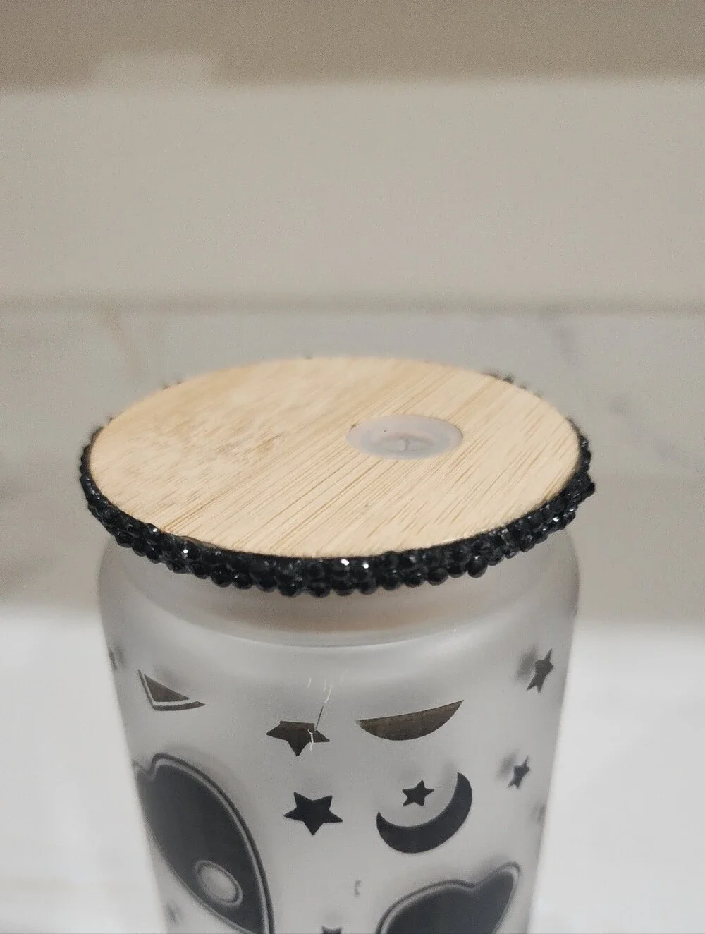 Frosted Libby Glass with Bamboo Lid 